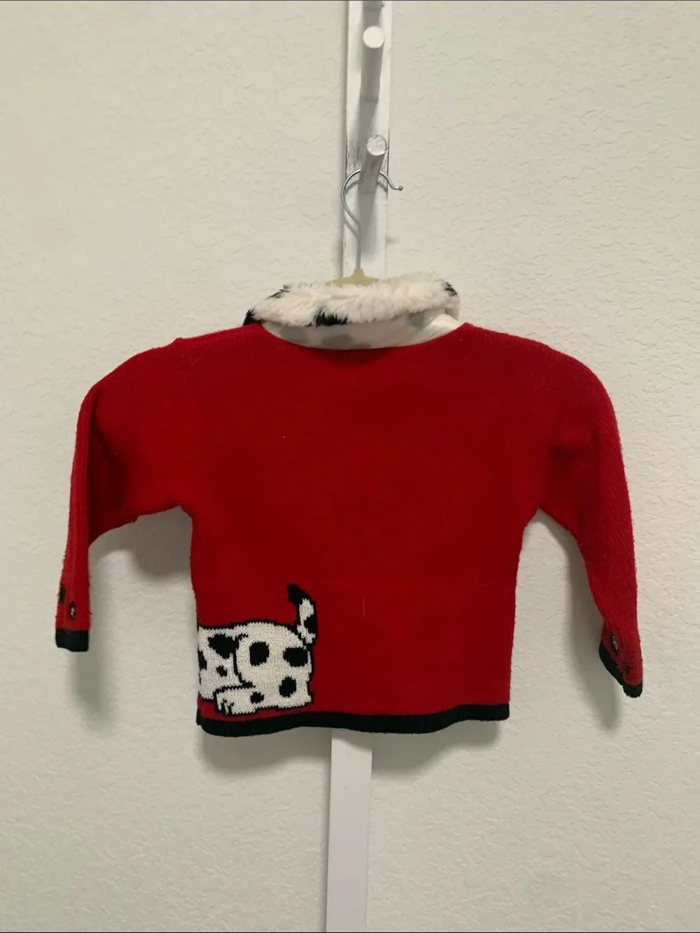 Vintage Heartworks Kids Red Dalmatian Collared Sweater